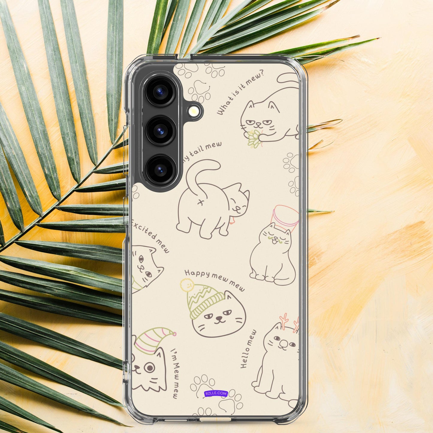 Cute Cat Doodles Samsung® Galaxy Clear Phone Case