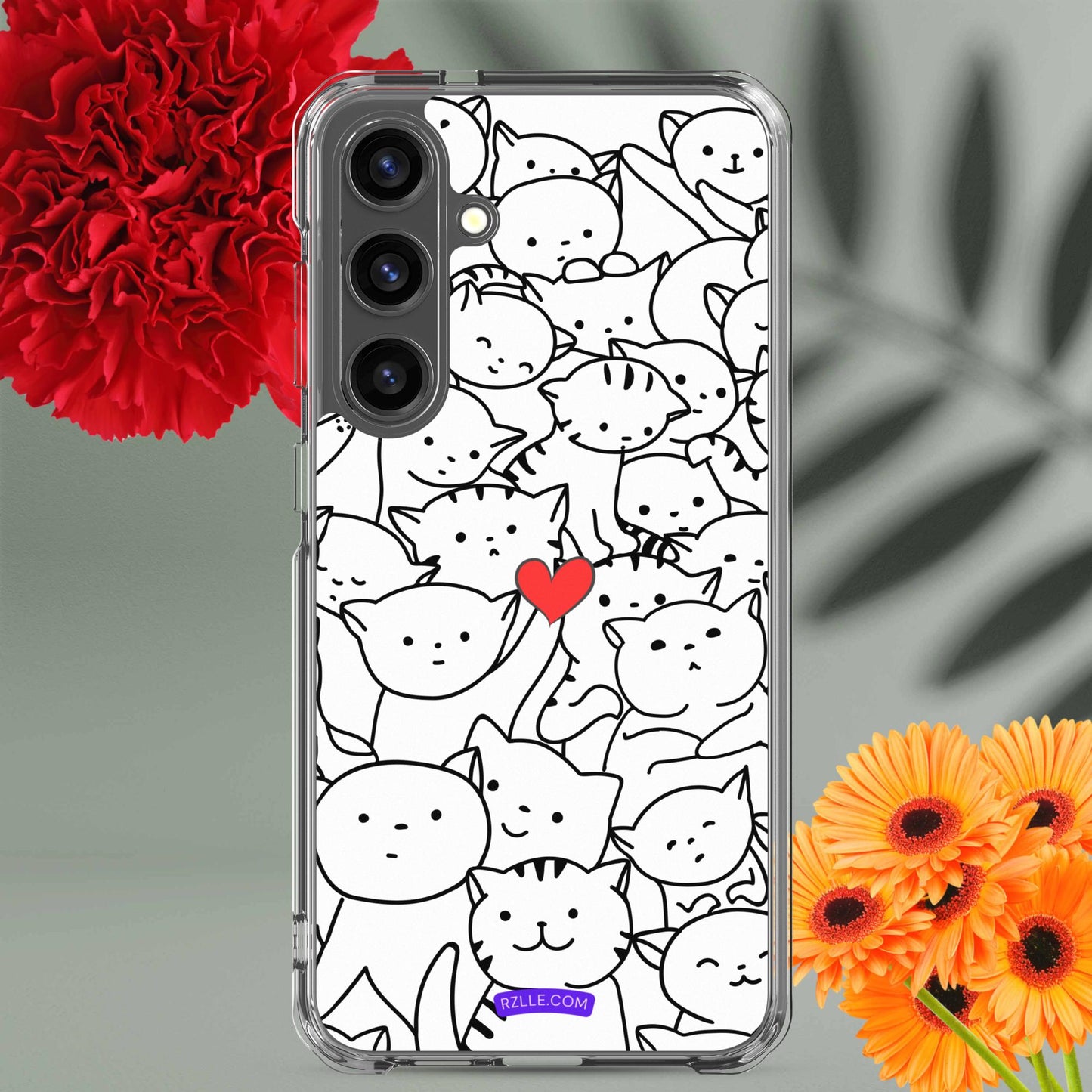 Doodle Cats & Heart Samsung® Galaxy Clear  Phone Case