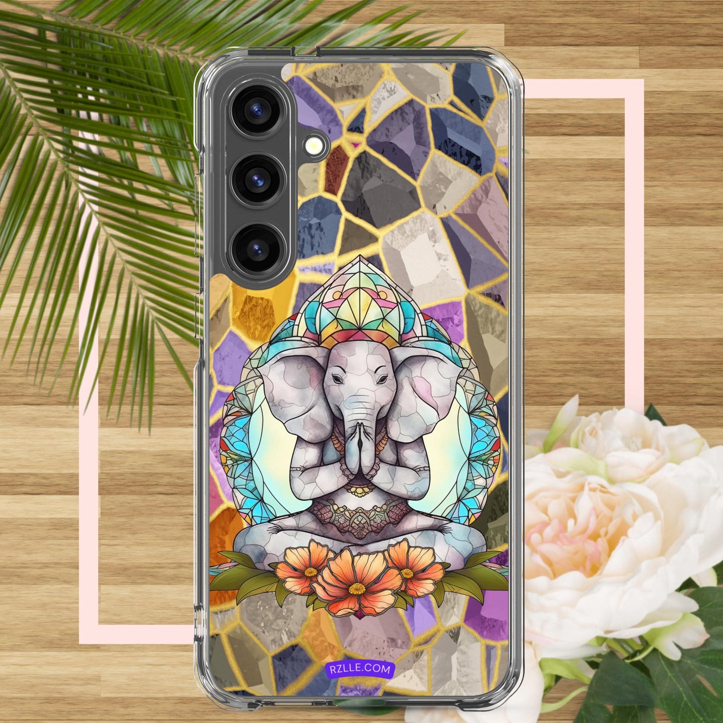 Zen Elephant Stained Glass Samsung® Galaxy Clear Phone Case