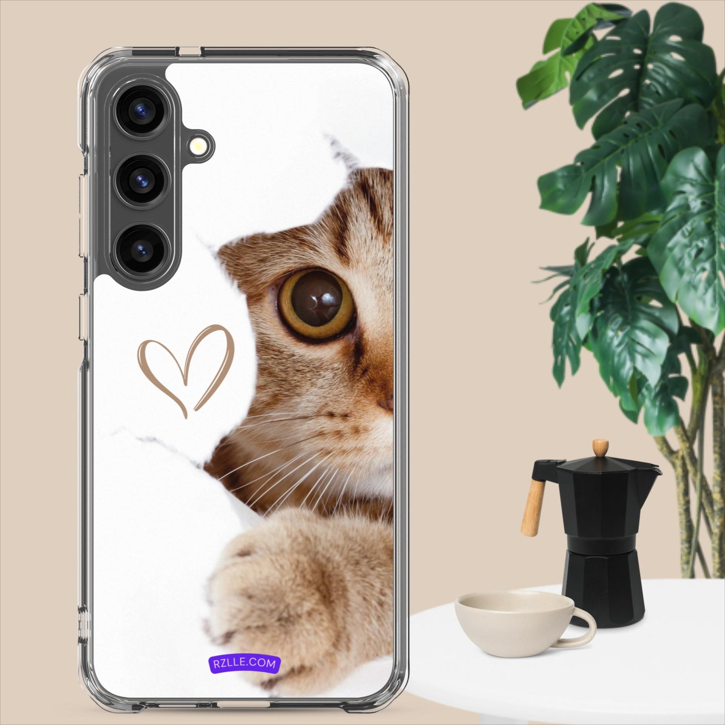 Cute Cat Peeking Clear Case for Samsung®