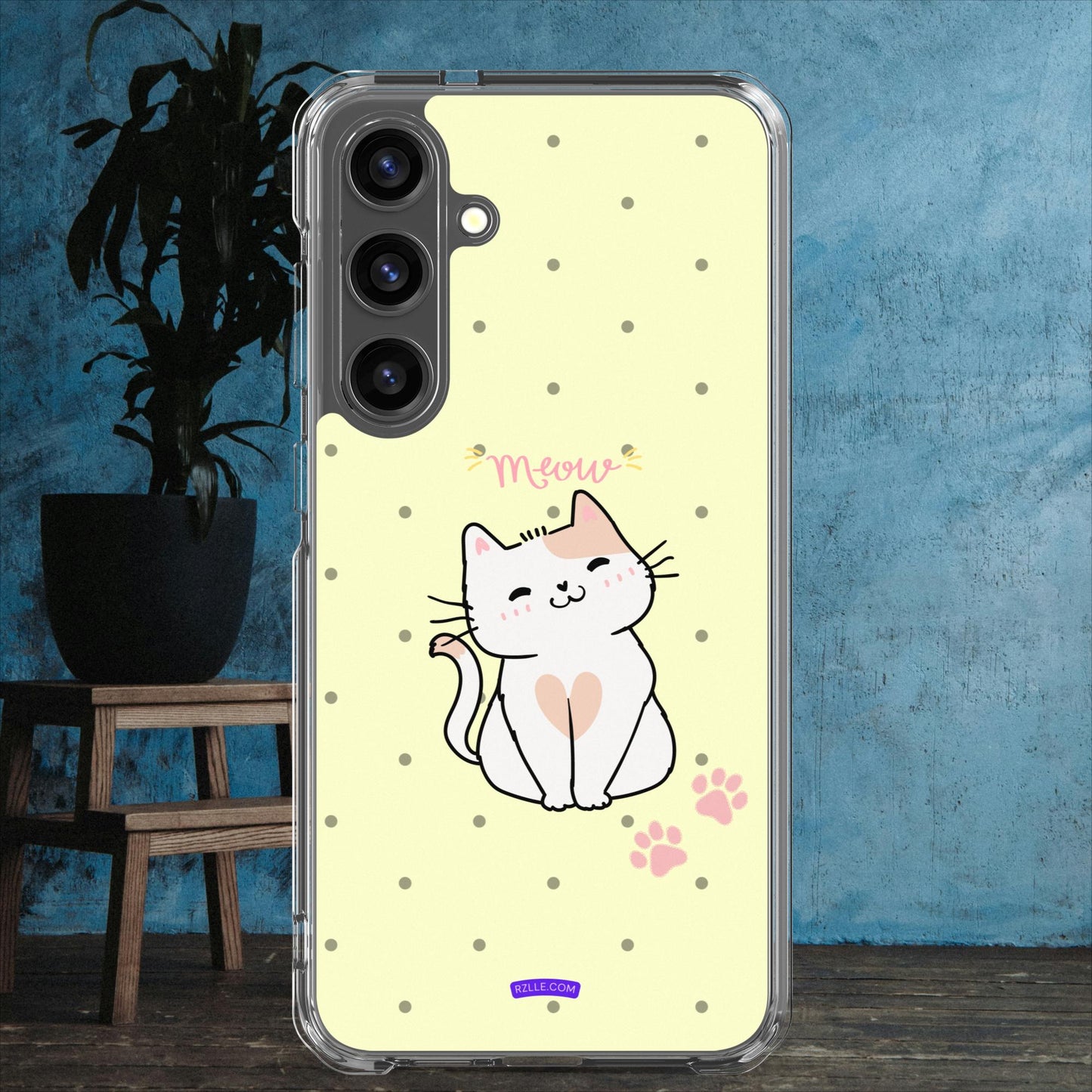 Cute White Cat Clear Case for Samsung®