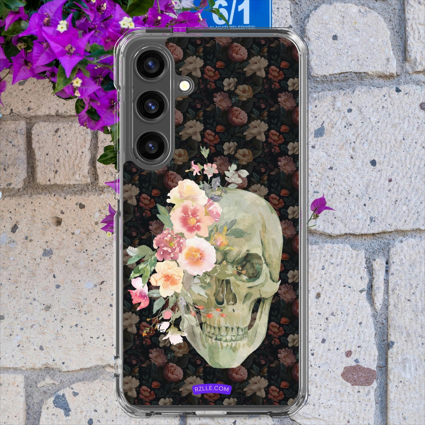 Flower Gothic Skull Clear Case for Samsung®