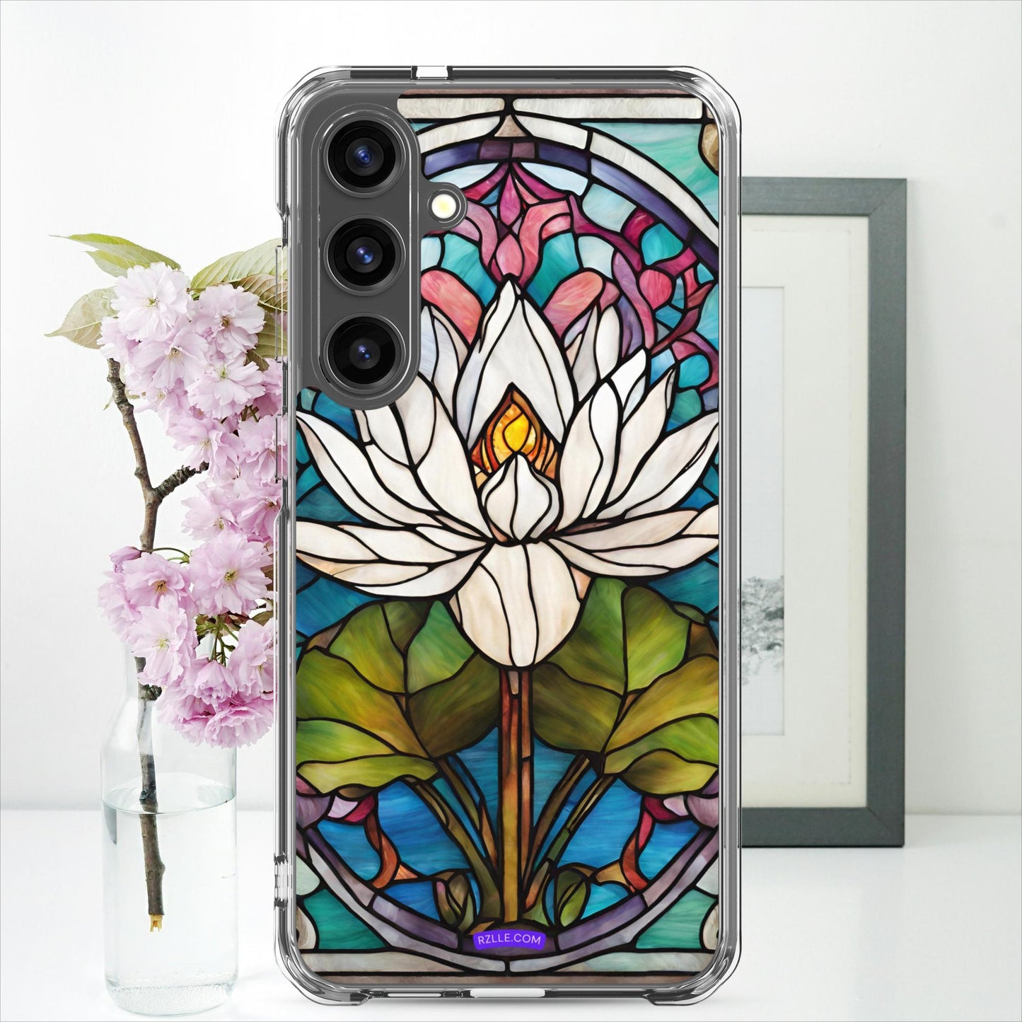 White Lotus Stained Glass Clear Case for Samsung®