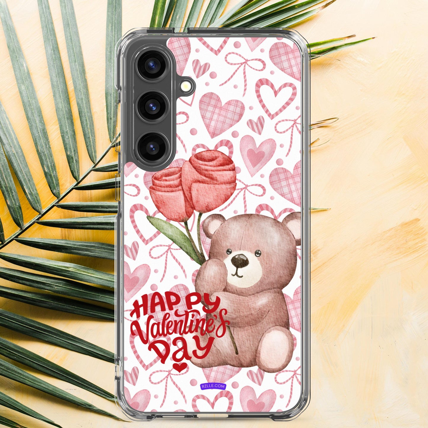 Valentine's Day Bear & Flowers Samsung® Galaxy Clear Phone Case