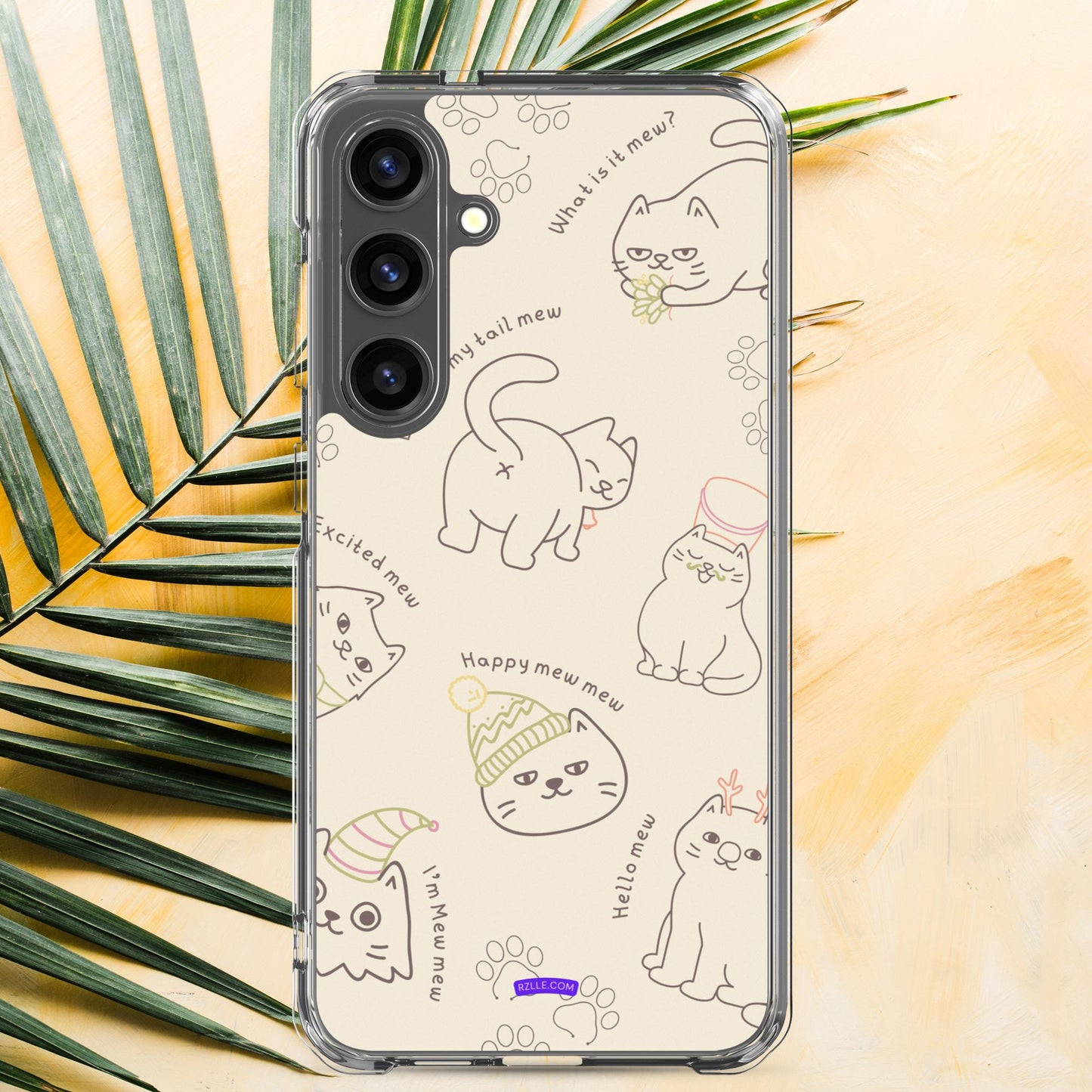 Cute Cat Doodles Samsung® Galaxy Clear Phone Case