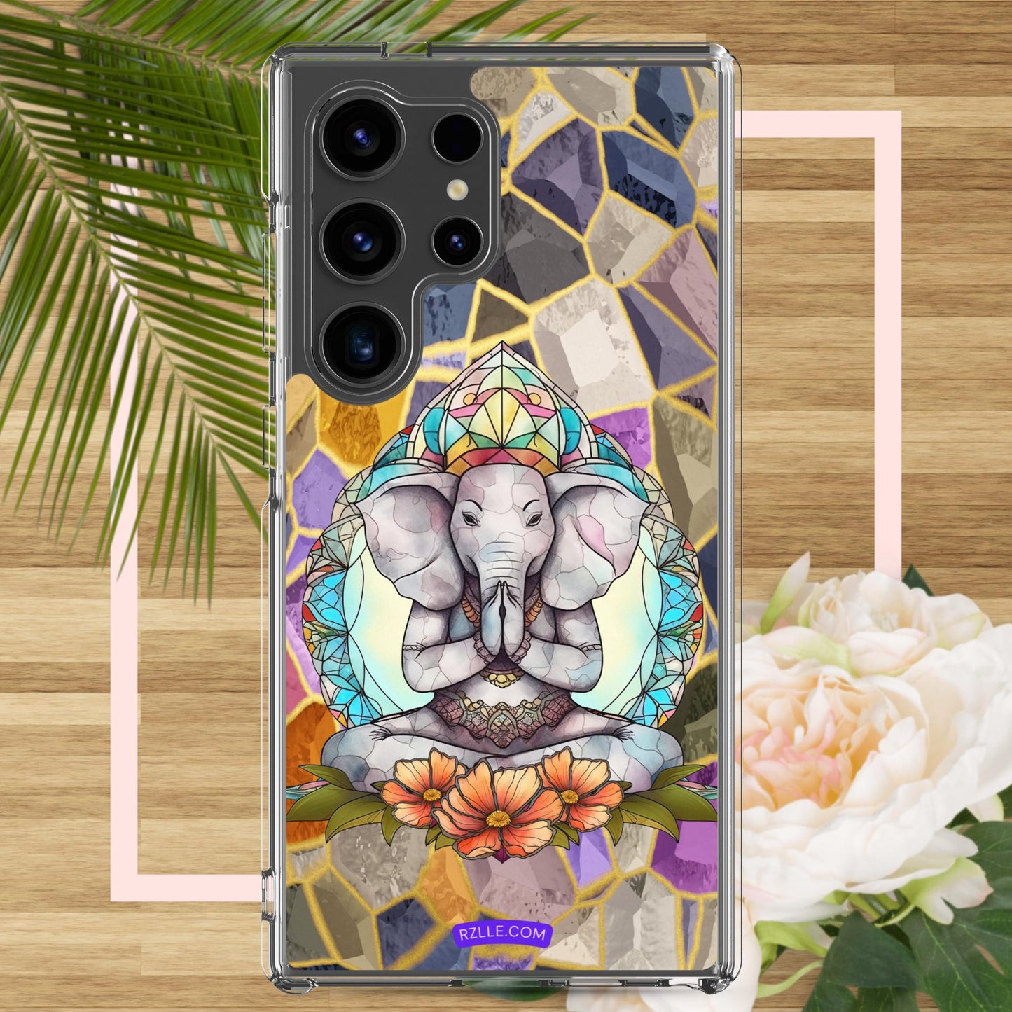 Zen Elephant Stained Glass Samsung® Galaxy Clear Phone Case