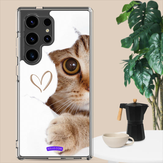 Cute Cat Peeking Clear Case for Samsung®