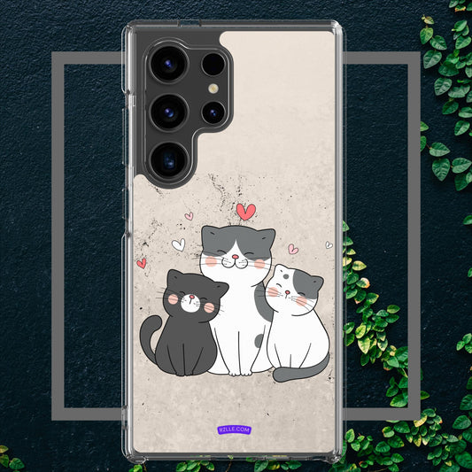 Cute Trio Cats Clear Case for Samsung Galaxy Phones