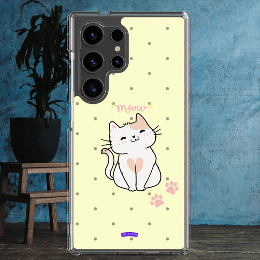 Cute White Cat Clear Case for Samsung®