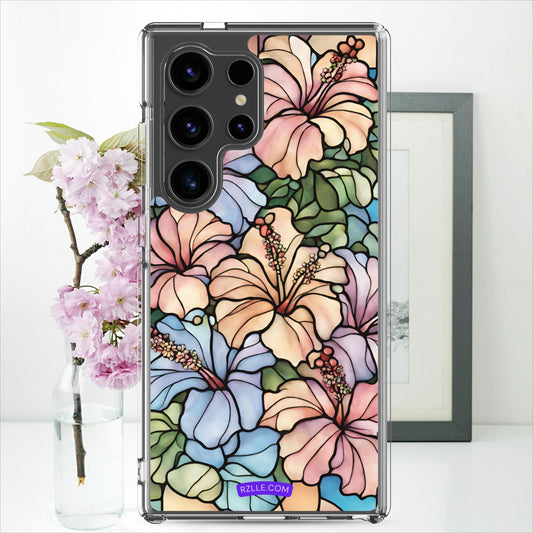 Stained Glass Hibiscus Flower Clear Case for Samsung®