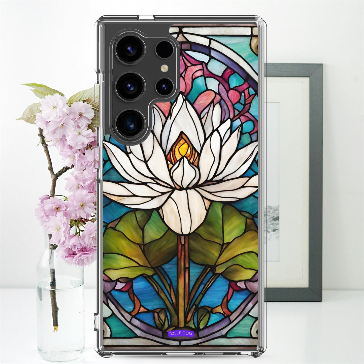 White Lotus Stained Glass Clear Case for Samsung®