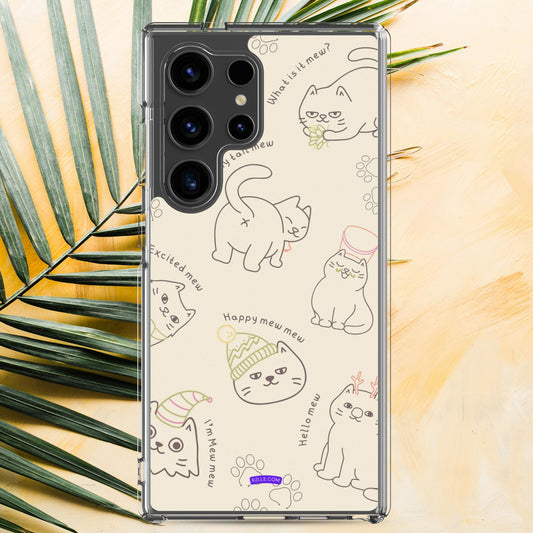 Cute Cat Doodles Samsung® Galaxy Clear Phone Case