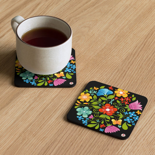 Vibrant Wildflowers Cork-back Coaster