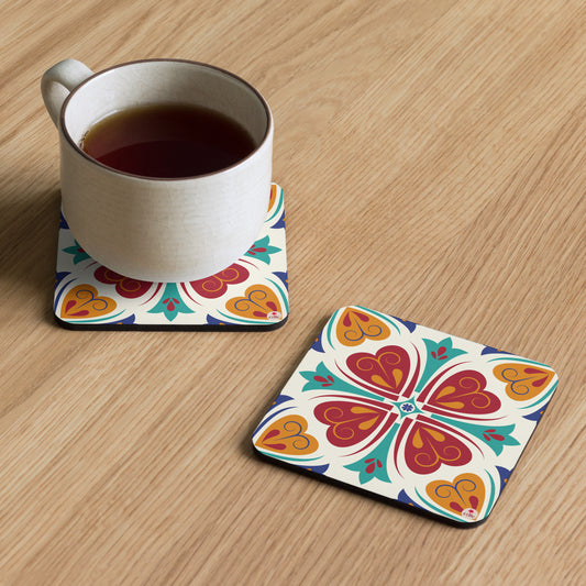 Turkish Tile Design Cork-back coaster