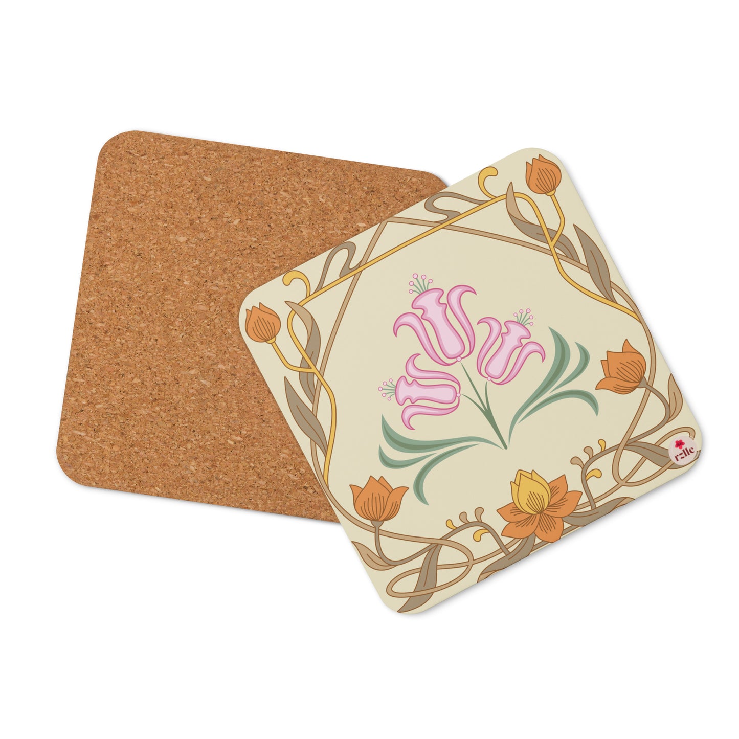 Art Nouveau Flower Cork-back coaster