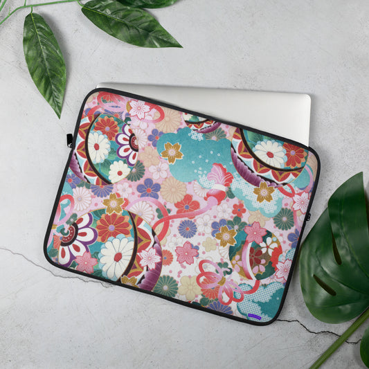 Japanese Theme Flower Pattern Laptop Sleeve