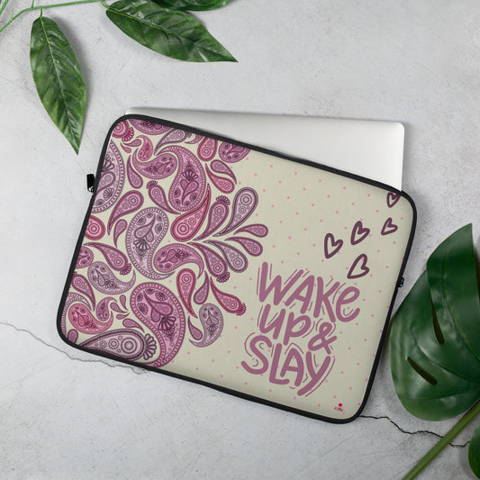 Pretty Paisley Wake Up & Slay Laptop Sleeve