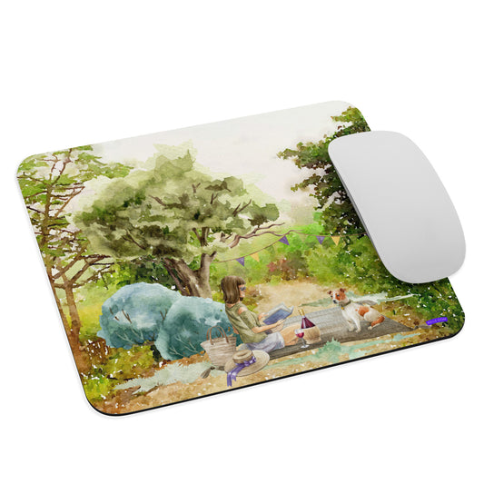 Picnic With My Dog In The Woods Mouse pad