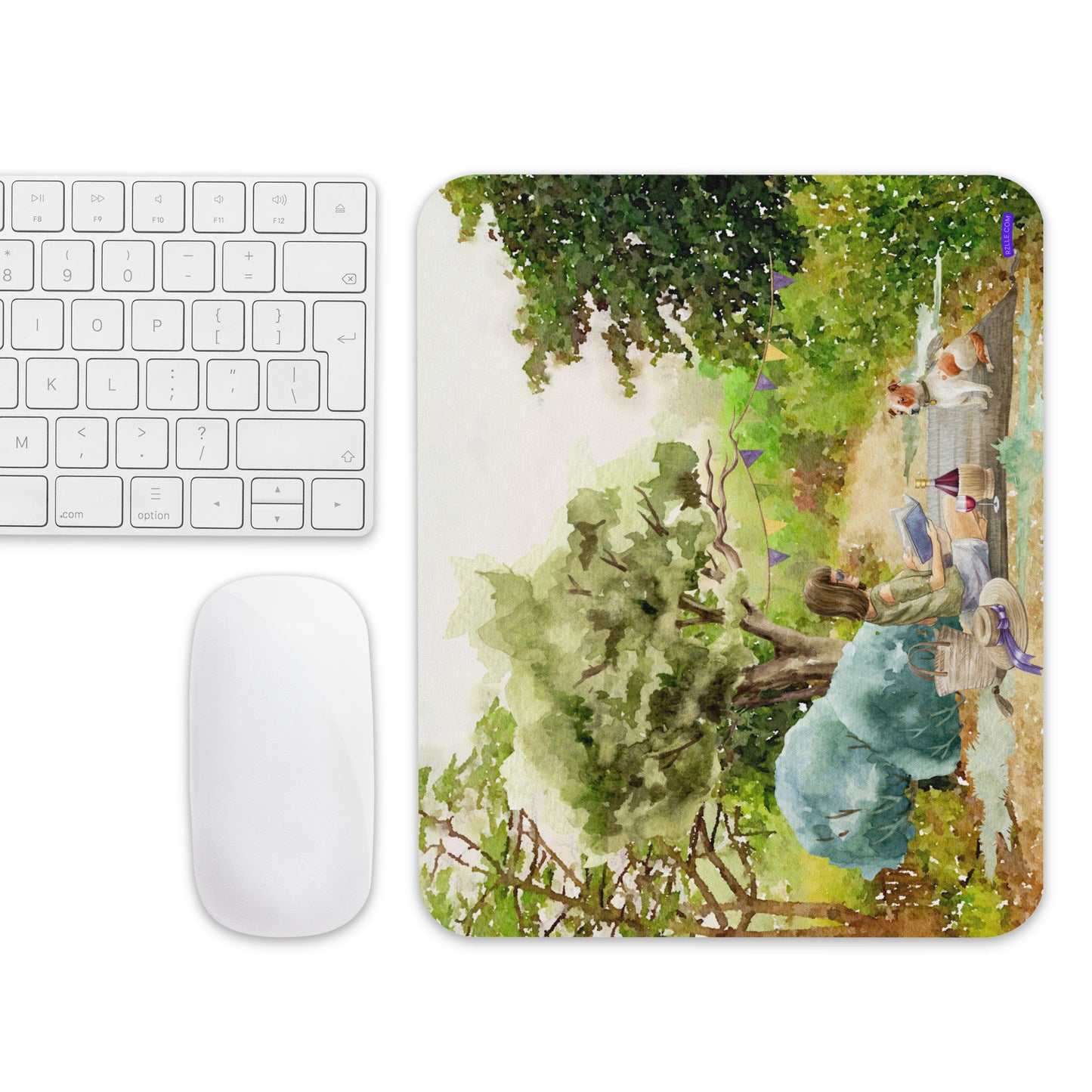 Picnic With My Dog In The Woods Mouse pad