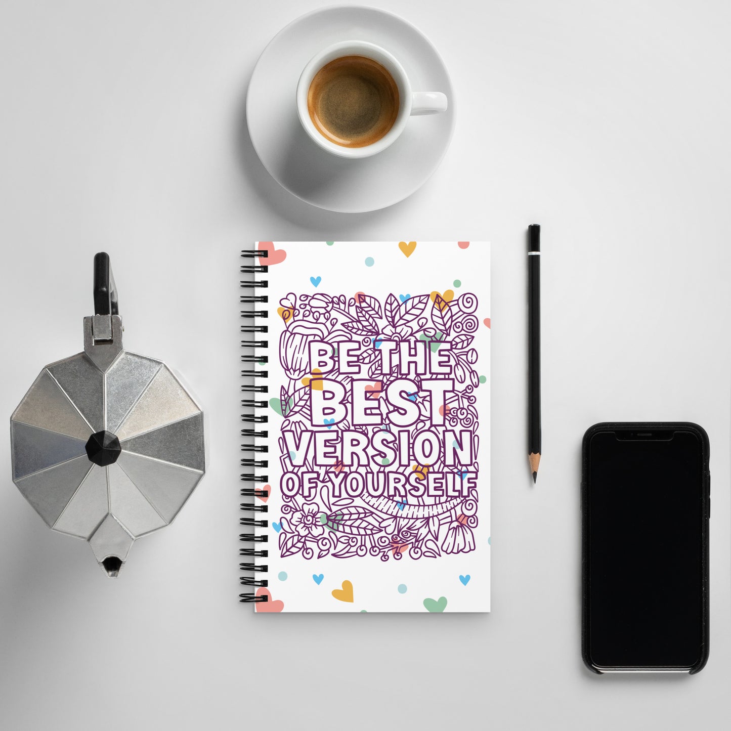 Be The Best Version Of Yourself Floral Spiral notebook