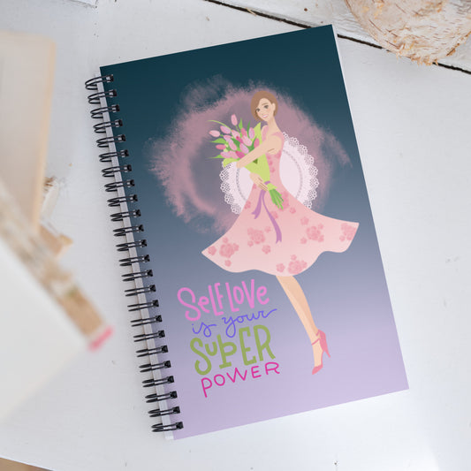 Pretty Girl With Flowers Self Love Spiral notebook