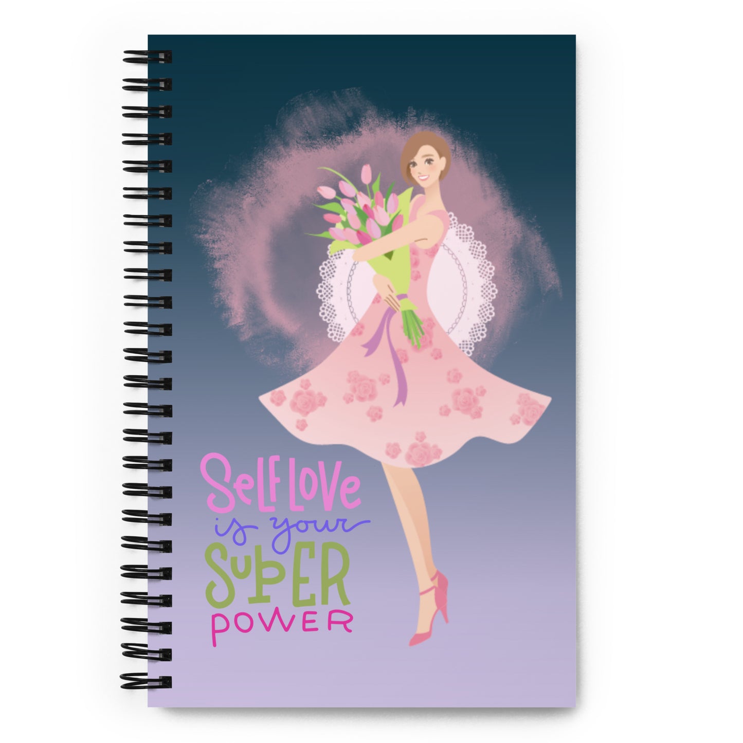 Pretty Girl With Flowers Self Love Spiral notebook