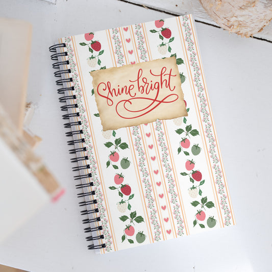 Vintage Shine Bright Strawberry Vine Spiral notebook