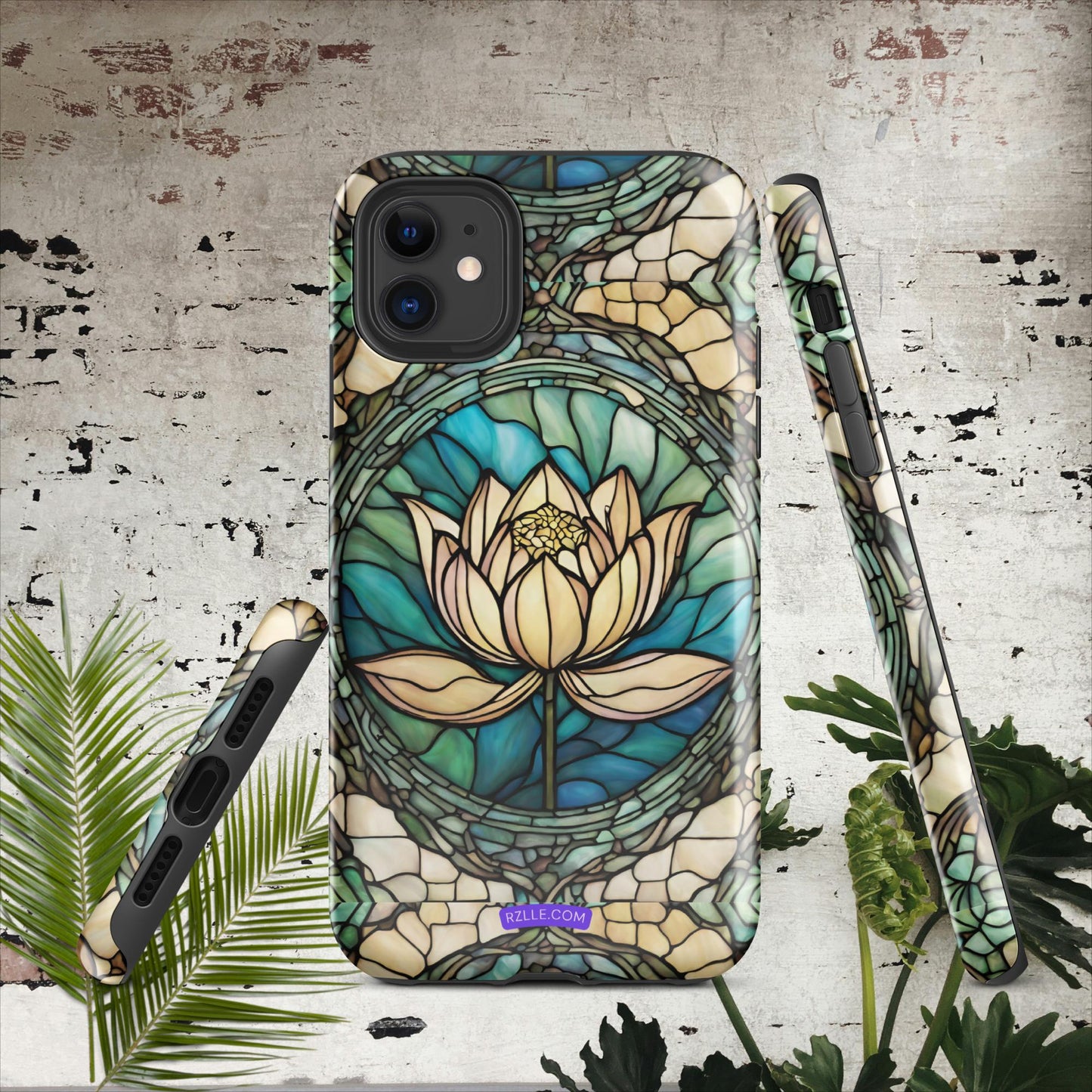 Lotus Stained Glass Tough Phone Case for iPhone® 15, iPhone 14, iPhone 13, iPhone 12, iPhone 11, Gift For iPhone Owners