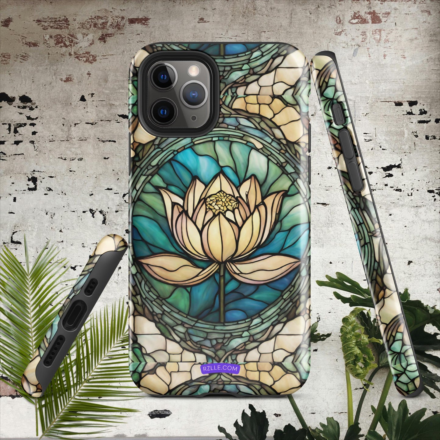 Lotus Stained Glass Tough Phone Case for iPhone® 15, iPhone 14, iPhone 13, iPhone 12, iPhone 11, Gift For iPhone Owners