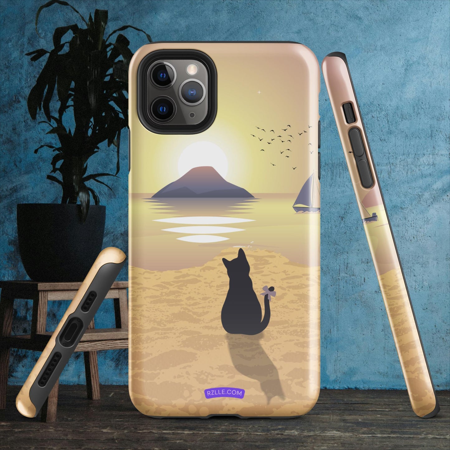 Cat & Sunset Tough Phone Case for iPhone® 15, iPhone 14, iPhone 13, iPhone 12, iPhone 11, Gift For iPhone Owners