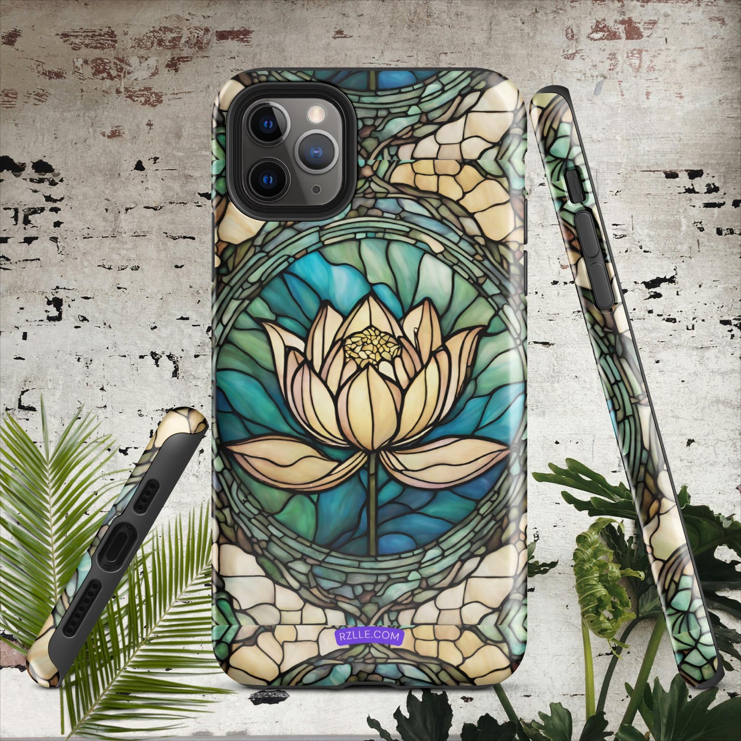 Lotus Stained Glass Tough Phone Case for iPhone® 15, iPhone 14, iPhone 13, iPhone 12, iPhone 11, Gift For iPhone Owners