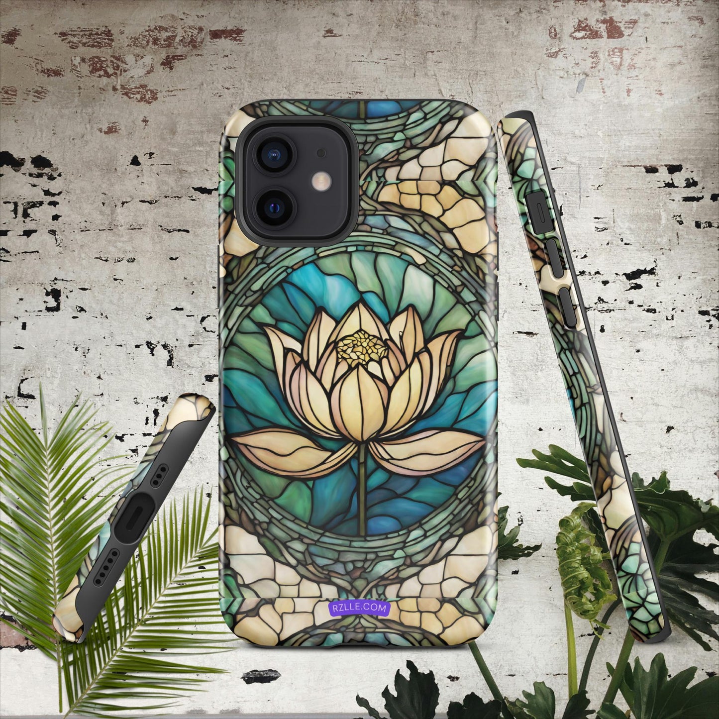 Lotus Stained Glass Tough Phone Case for iPhone® 15, iPhone 14, iPhone 13, iPhone 12, iPhone 11, Gift For iPhone Owners