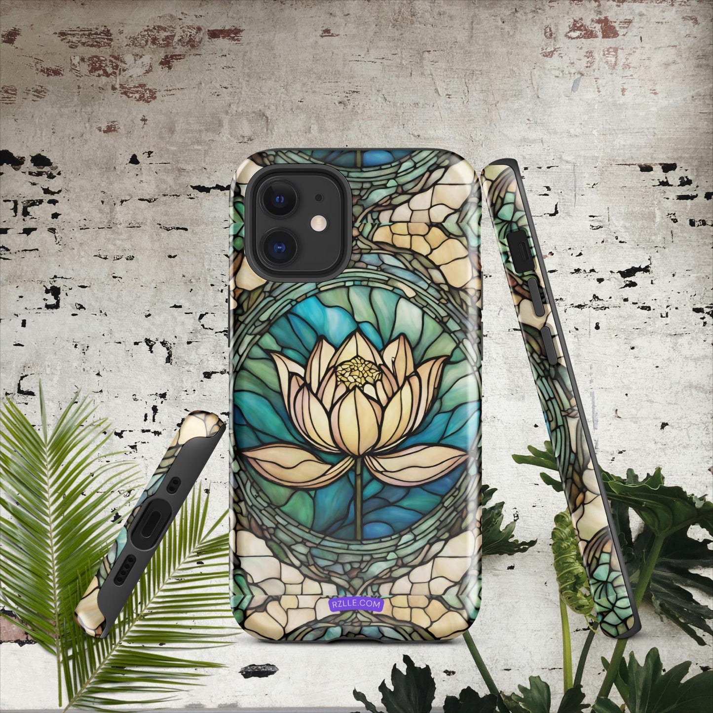 Lotus Stained Glass Tough Phone Case for iPhone® 15, iPhone 14, iPhone 13, iPhone 12, iPhone 11, Gift For iPhone Owners