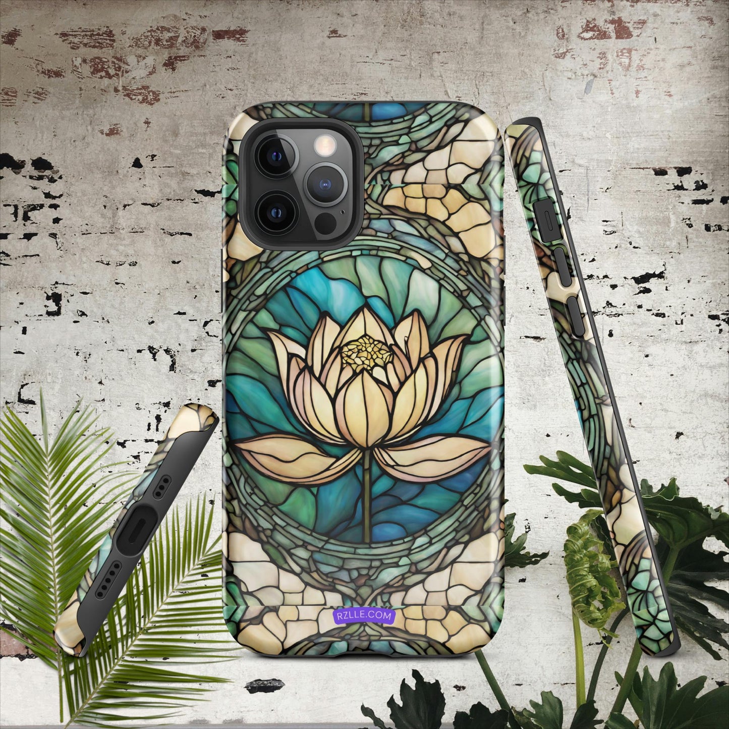 Lotus Stained Glass Tough Phone Case for iPhone® 15, iPhone 14, iPhone 13, iPhone 12, iPhone 11, Gift For iPhone Owners