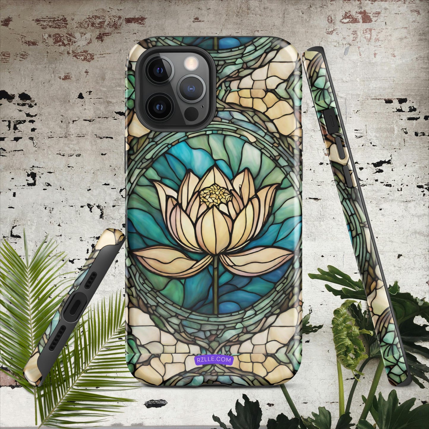 Lotus Stained Glass Tough Phone Case for iPhone® 15, iPhone 14, iPhone 13, iPhone 12, iPhone 11, Gift For iPhone Owners