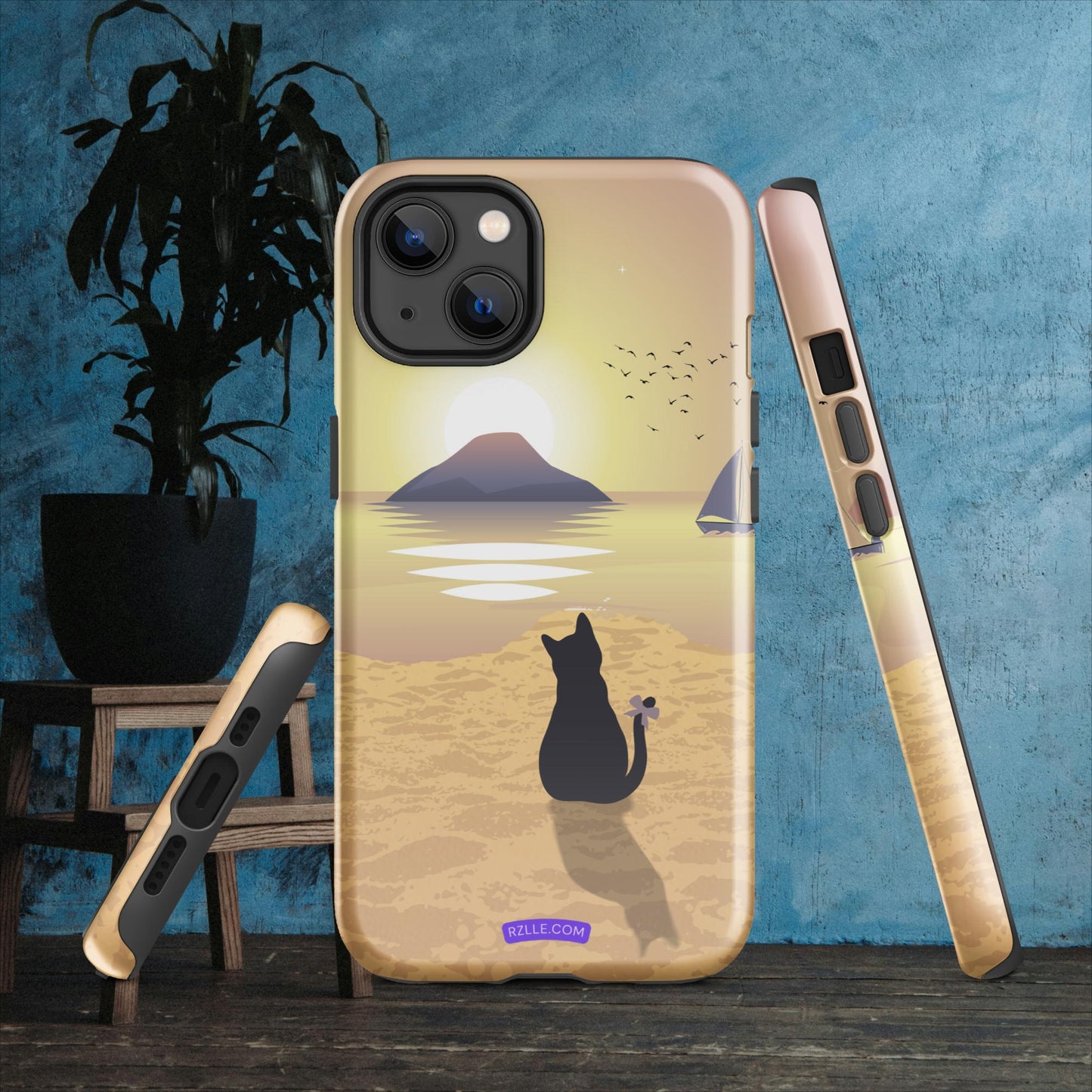 Cat & Sunset Tough Phone Case for iPhone® 15, iPhone 14, iPhone 13, iPhone 12, iPhone 11, Gift For iPhone Owners