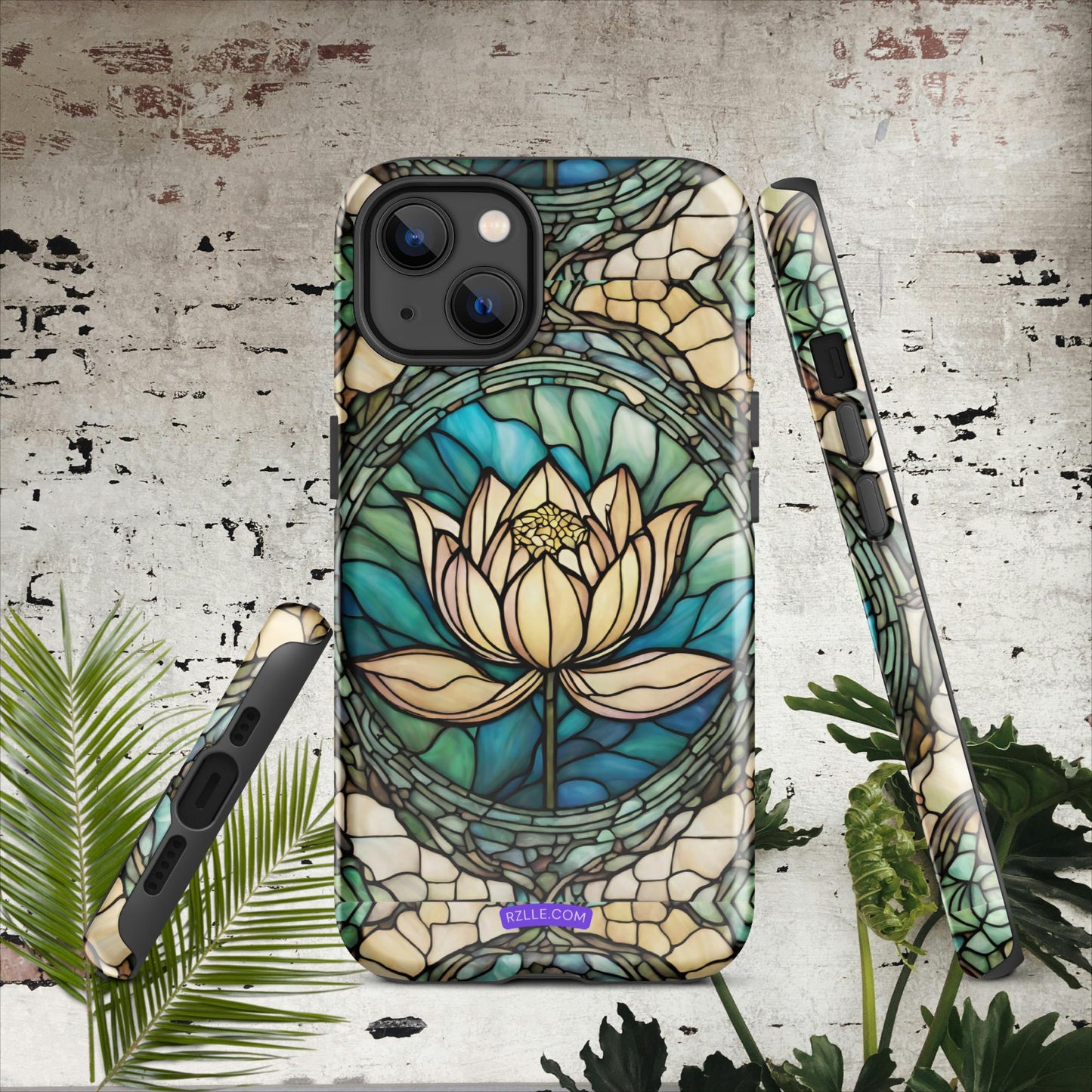 Lotus Stained Glass Tough Phone Case for iPhone® 15, iPhone 14, iPhone 13, iPhone 12, iPhone 11, Gift For iPhone Owners