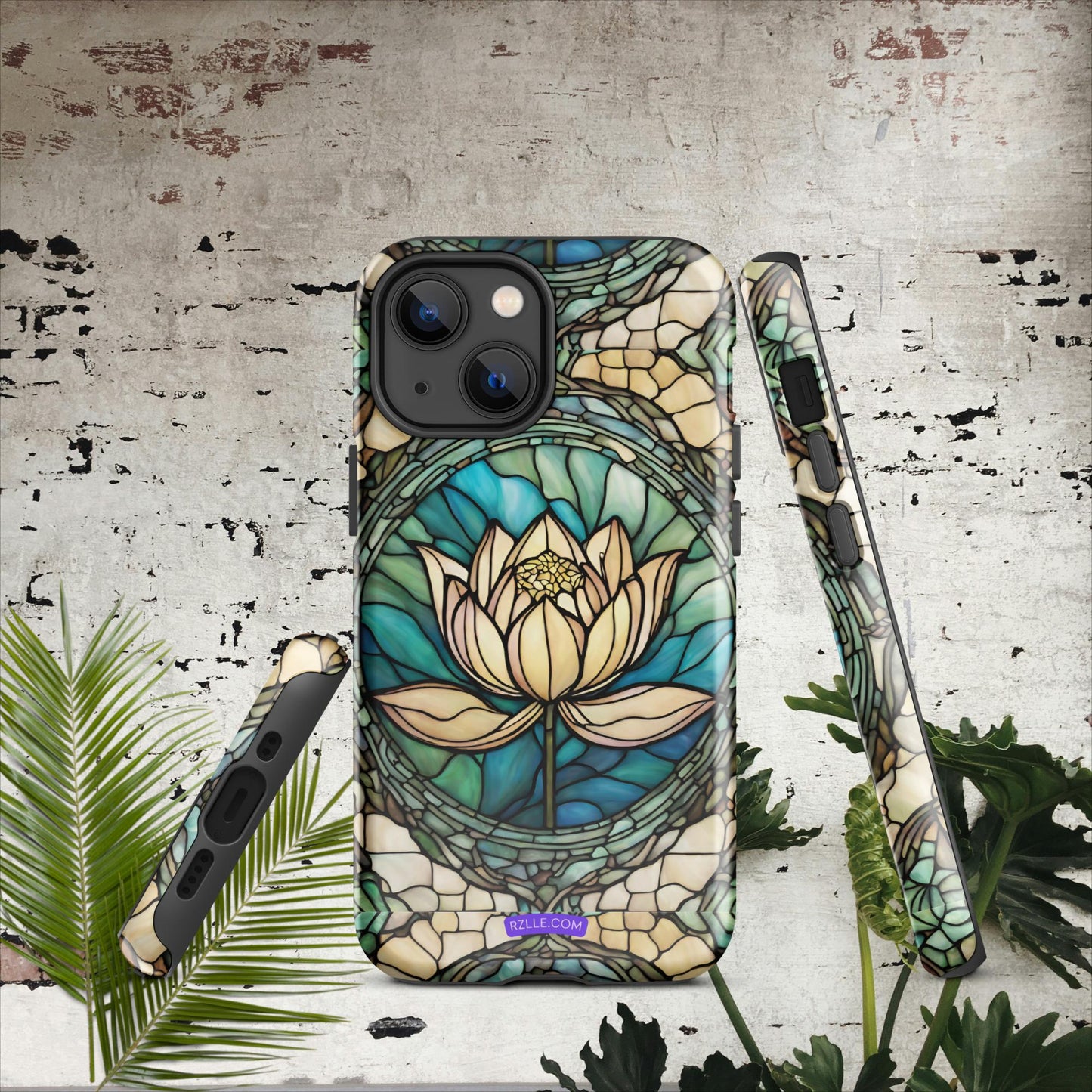 Lotus Stained Glass Tough Phone Case for iPhone® 15, iPhone 14, iPhone 13, iPhone 12, iPhone 11, Gift For iPhone Owners