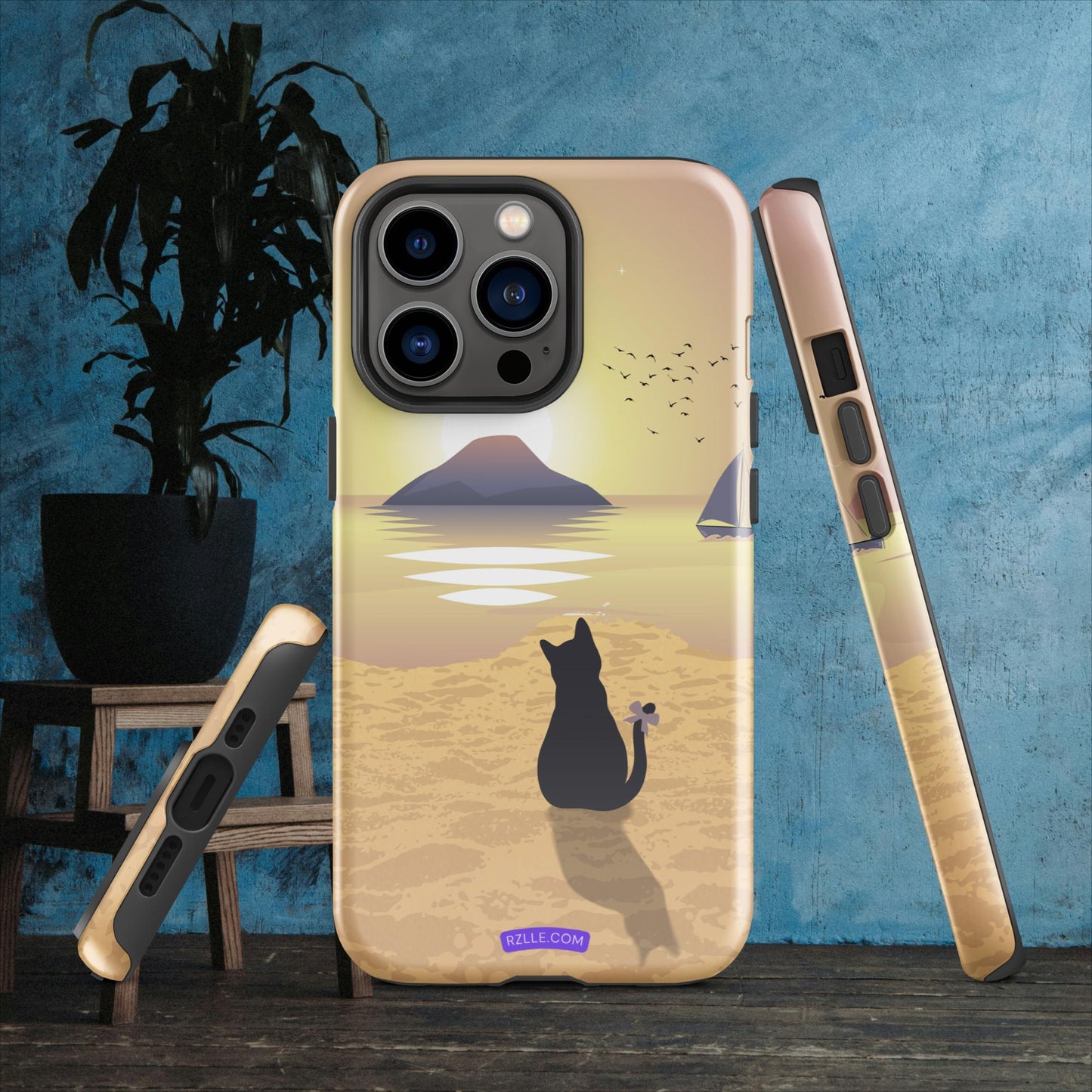 Cat & Sunset Tough Phone Case for iPhone® 15, iPhone 14, iPhone 13, iPhone 12, iPhone 11, Gift For iPhone Owners