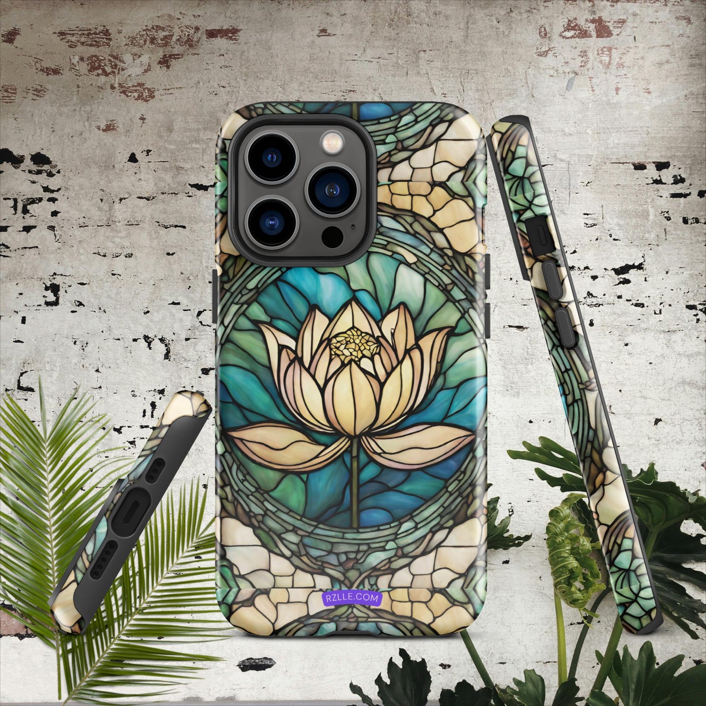 Lotus Stained Glass Tough Phone Case for iPhone® 15, iPhone 14, iPhone 13, iPhone 12, iPhone 11, Gift For iPhone Owners