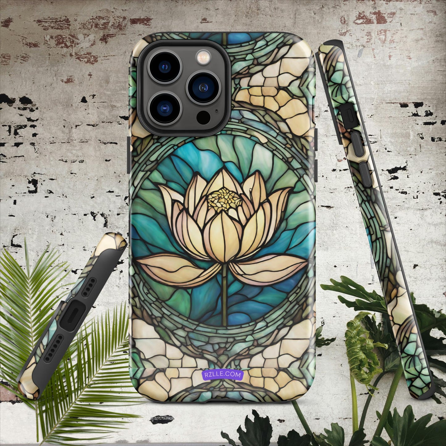 Lotus Stained Glass Tough Phone Case for iPhone® 15, iPhone 14, iPhone 13, iPhone 12, iPhone 11, Gift For iPhone Owners