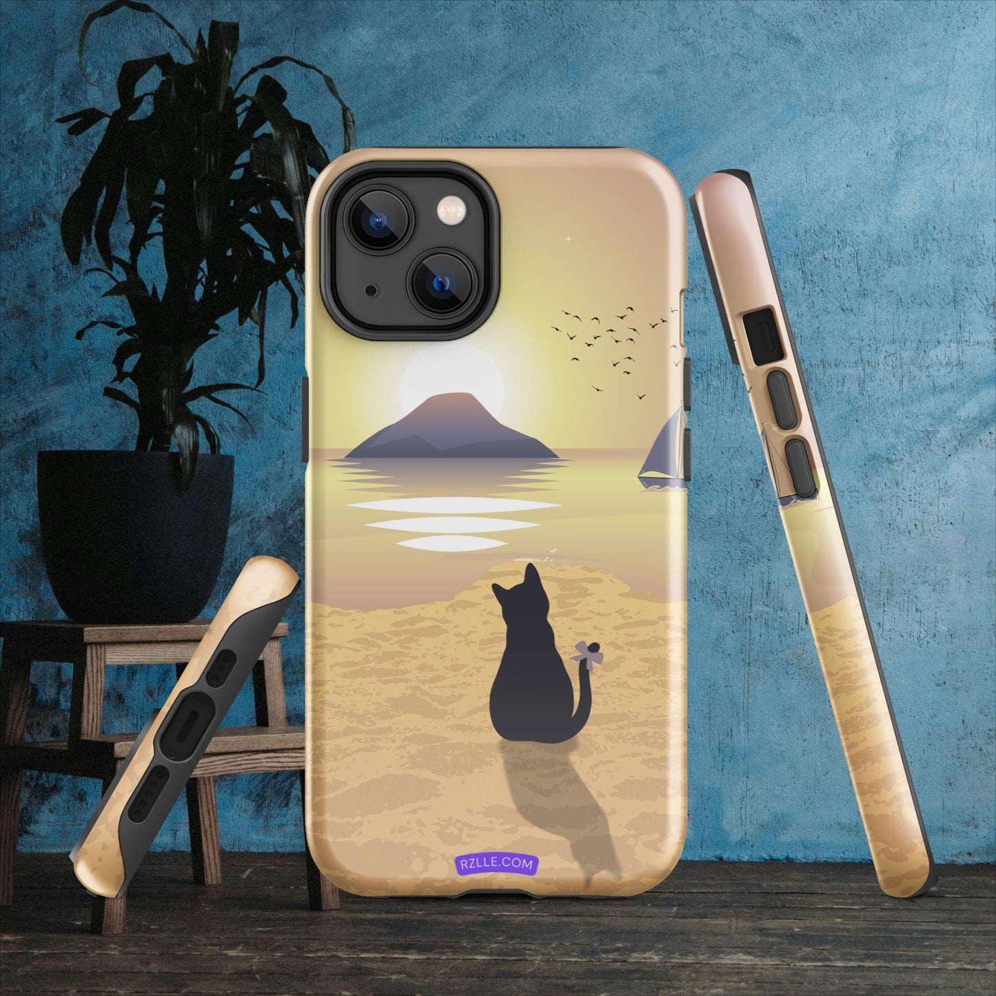 Cat & Sunset Tough Phone Case for iPhone® 15, iPhone 14, iPhone 13, iPhone 12, iPhone 11, Gift For iPhone Owners