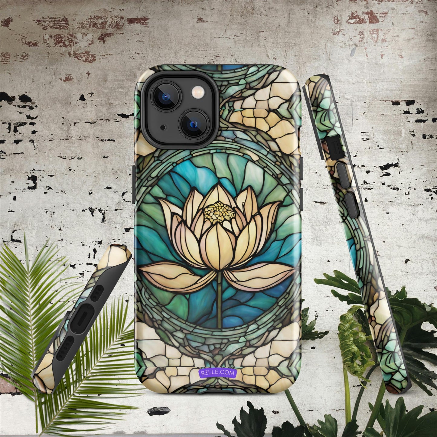 Lotus Stained Glass Tough Phone Case for iPhone® 15, iPhone 14, iPhone 13, iPhone 12, iPhone 11, Gift For iPhone Owners