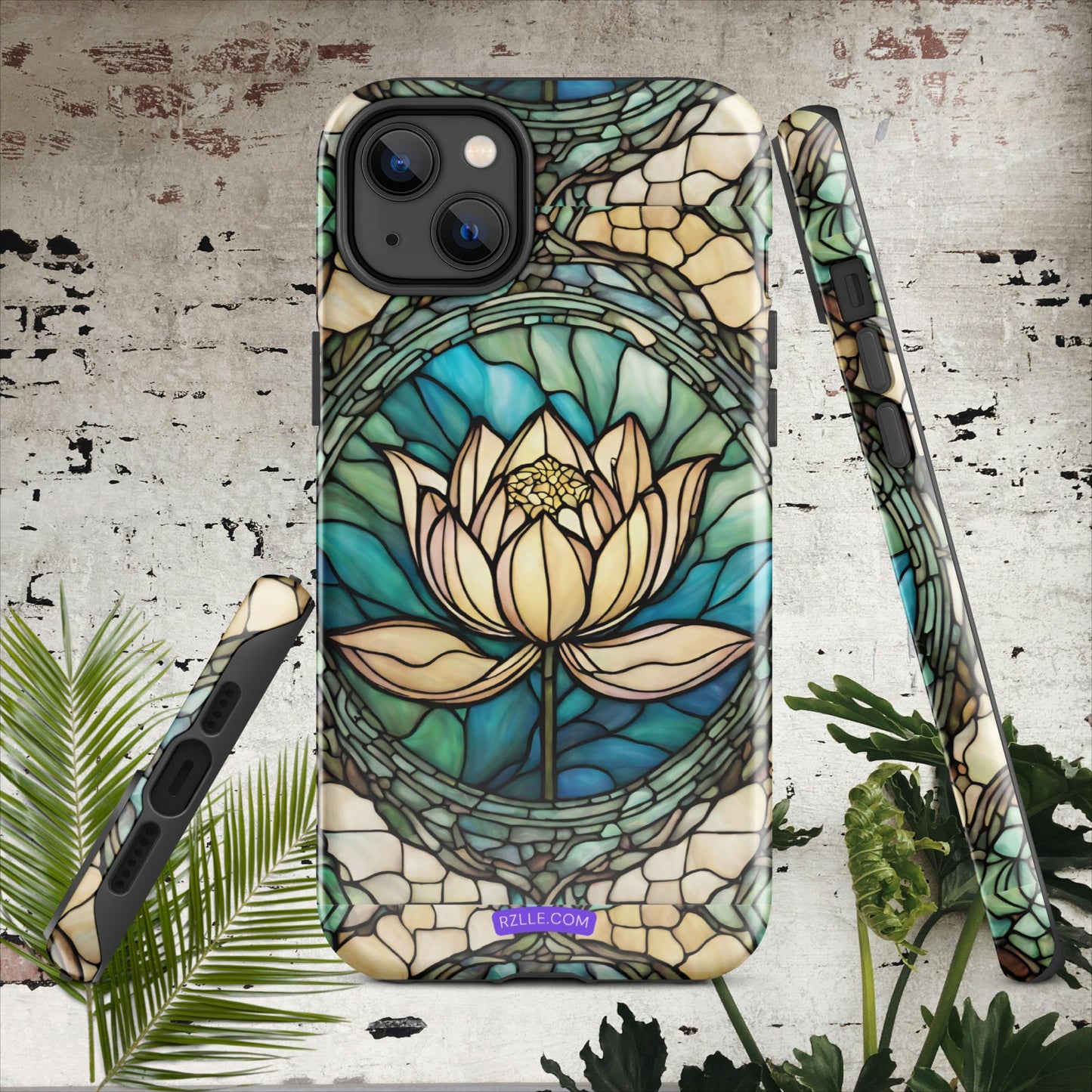 Lotus Stained Glass Tough Phone Case for iPhone® 15, iPhone 14, iPhone 13, iPhone 12, iPhone 11, Gift For iPhone Owners