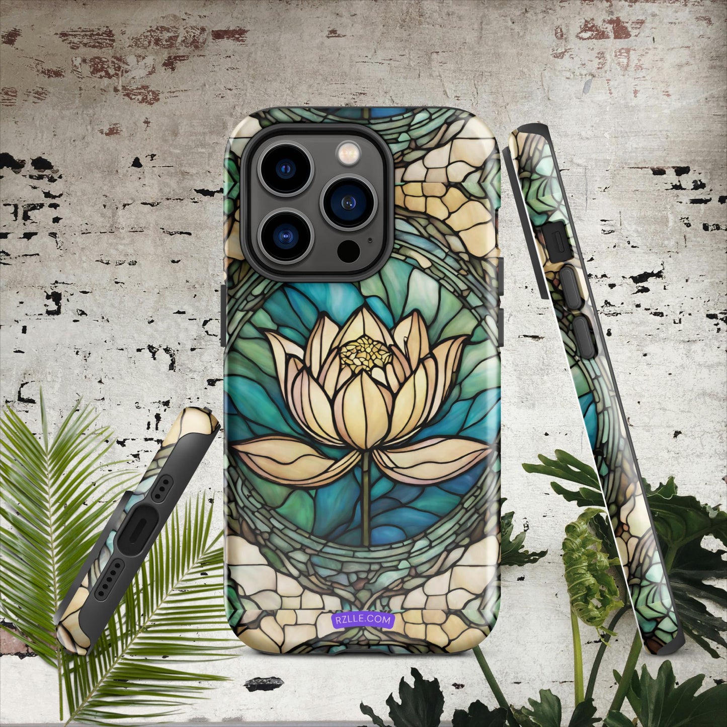 Lotus Stained Glass Tough Phone Case for iPhone® 15, iPhone 14, iPhone 13, iPhone 12, iPhone 11, Gift For iPhone Owners