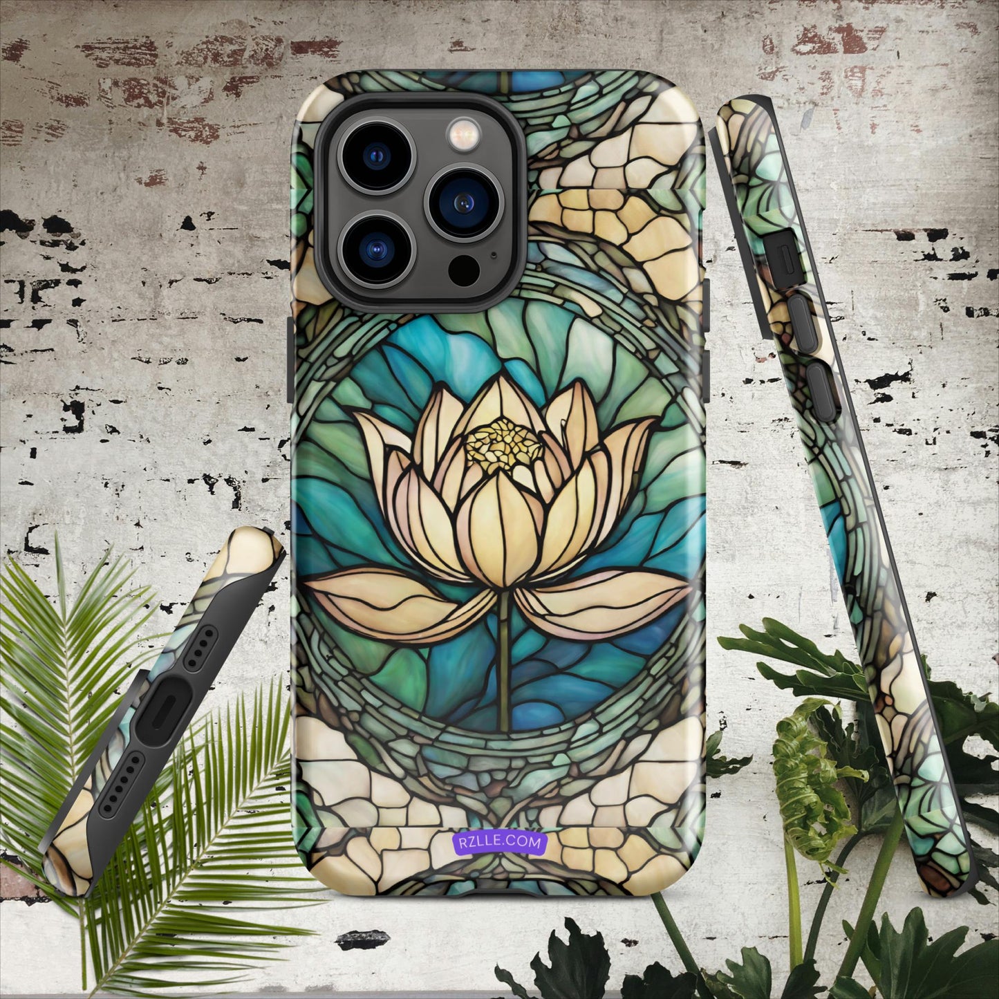 Lotus Stained Glass Tough Phone Case for iPhone® 15, iPhone 14, iPhone 13, iPhone 12, iPhone 11, Gift For iPhone Owners