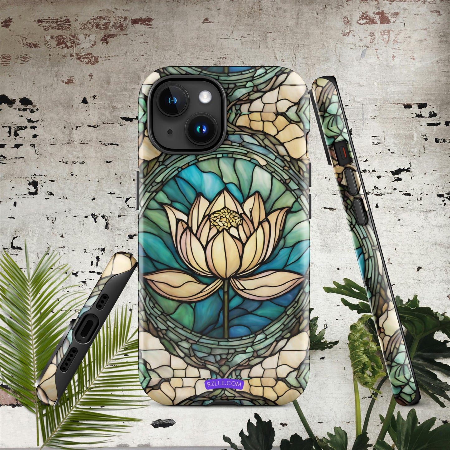 Lotus Stained Glass Tough Phone Case for iPhone® 15, iPhone 14, iPhone 13, iPhone 12, iPhone 11, Gift For iPhone Owners