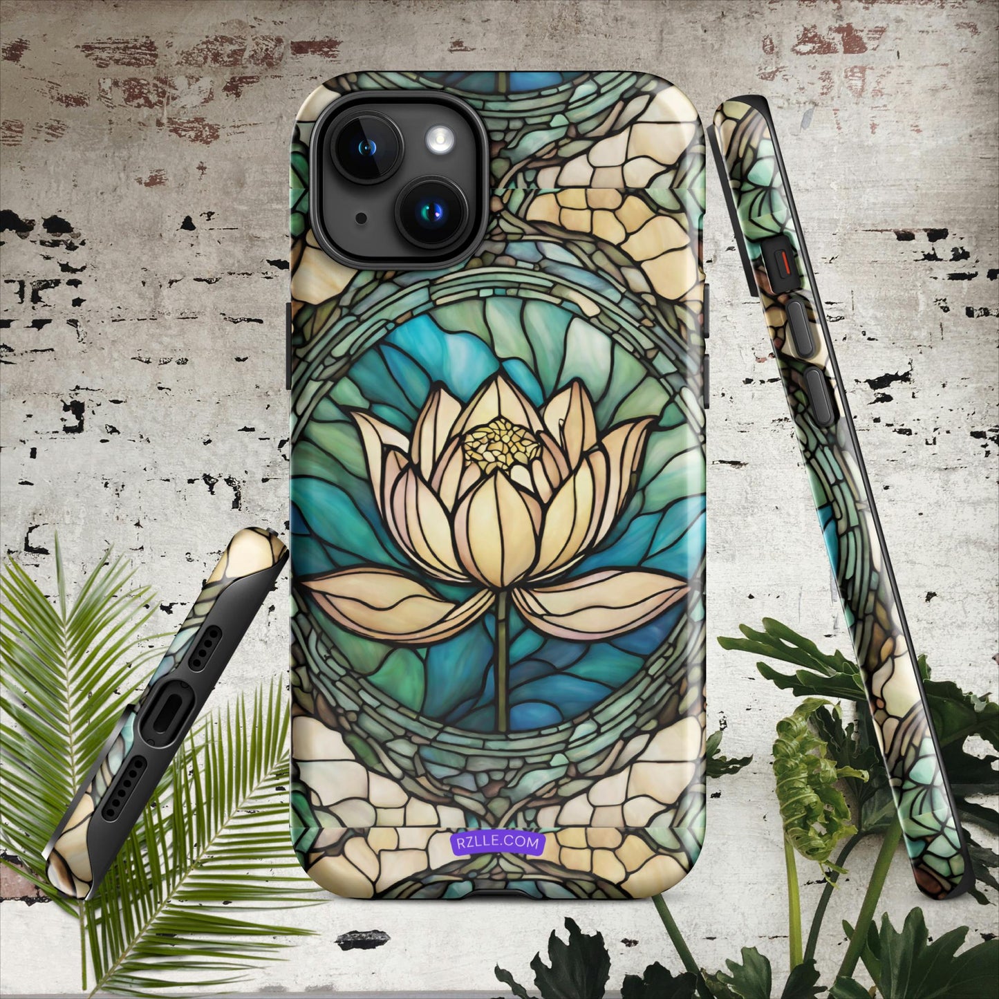 Lotus Stained Glass Tough Phone Case for iPhone® 15, iPhone 14, iPhone 13, iPhone 12, iPhone 11, Gift For iPhone Owners