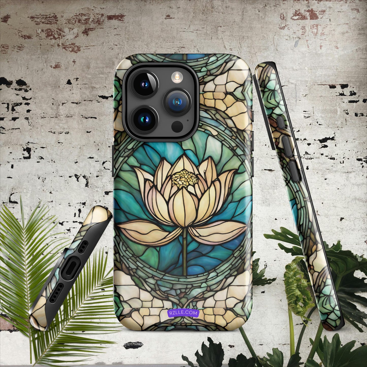 Lotus Stained Glass Tough Phone Case for iPhone® 15, iPhone 14, iPhone 13, iPhone 12, iPhone 11, Gift For iPhone Owners