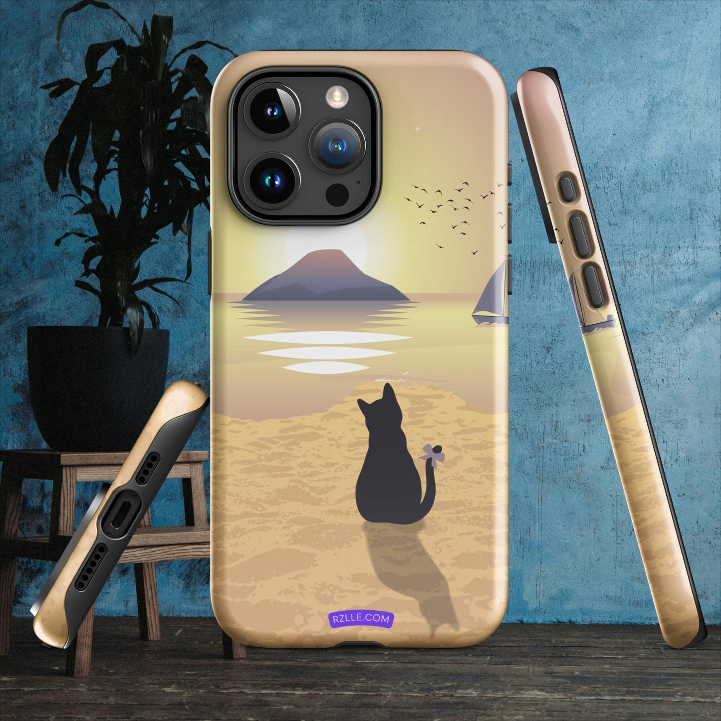 Cat & Sunset Tough Phone Case for iPhone® 15, iPhone 14, iPhone 13, iPhone 12, iPhone 11, Gift For iPhone Owners